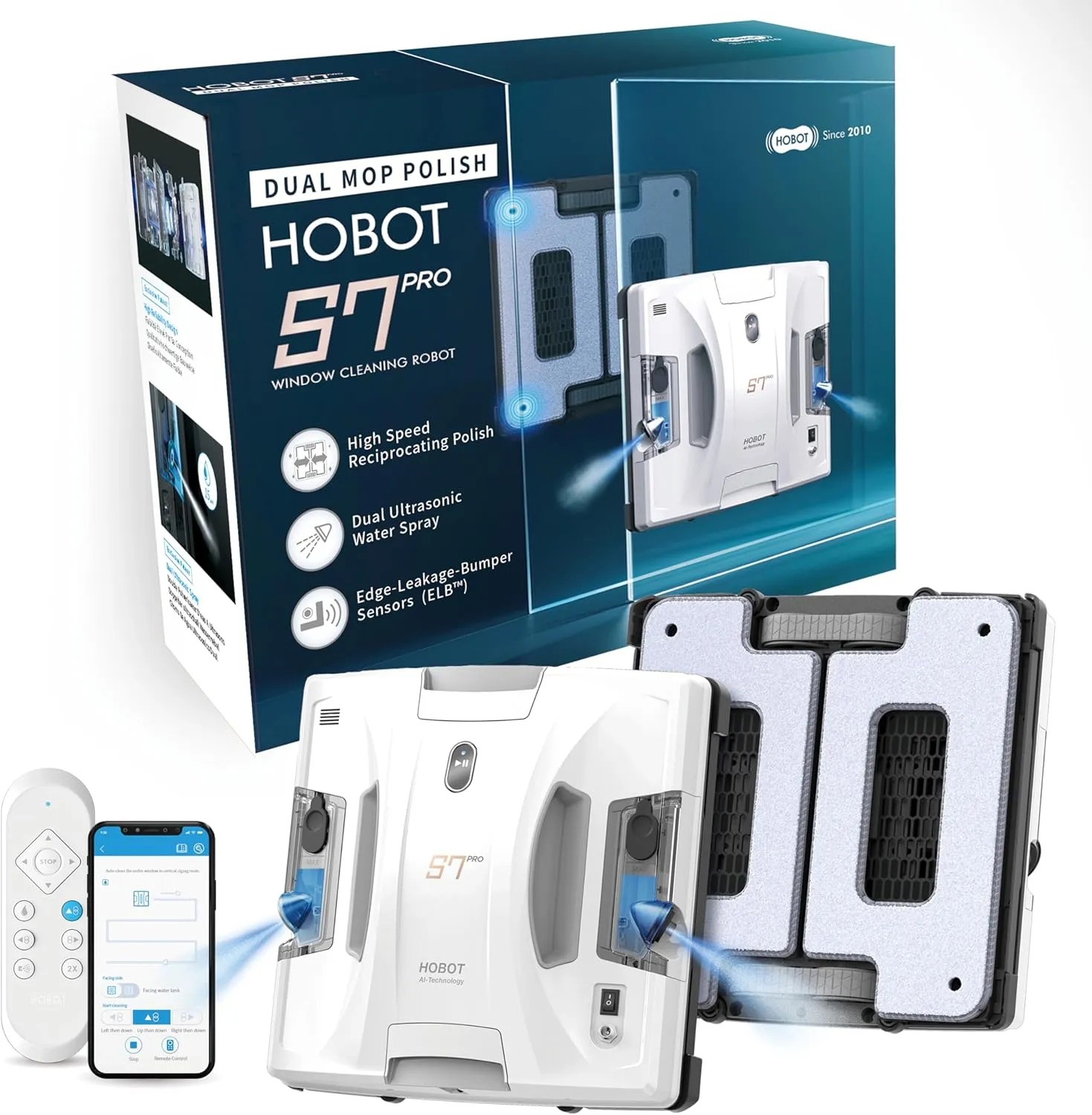 Hobot S7 Pro window cleaning robot with dual-mop polish and ultrasonic spray. Press image courtesy Hobot.