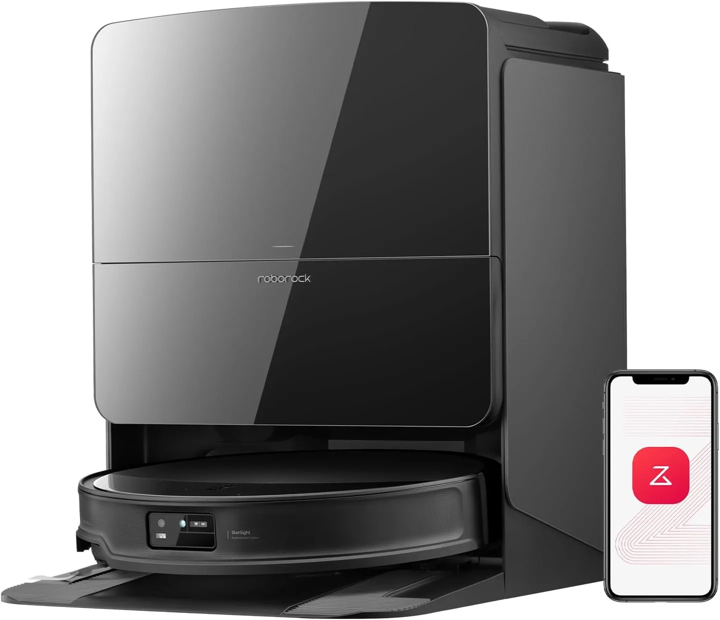 Roborock Saros 10R robot vacuum and dock with AdaptiLift chassis. Press image courtesy Roborock.